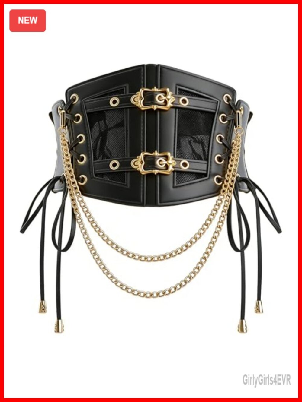 PU Leather Elastic Underbust Corset Belt Lace-up Waspie Waist Belt